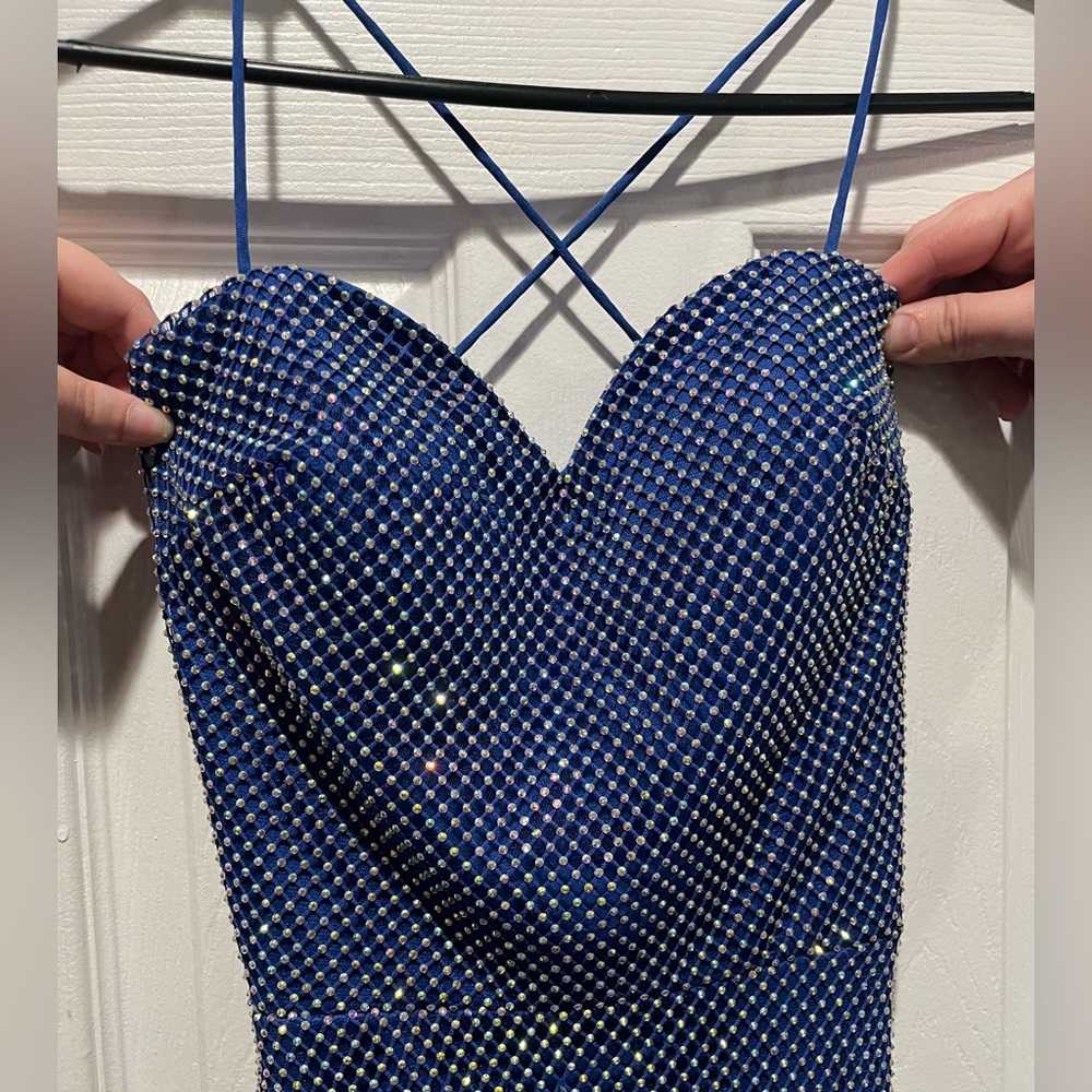 Sophia Thomas Sparkling Blue Strappy Mini Dress